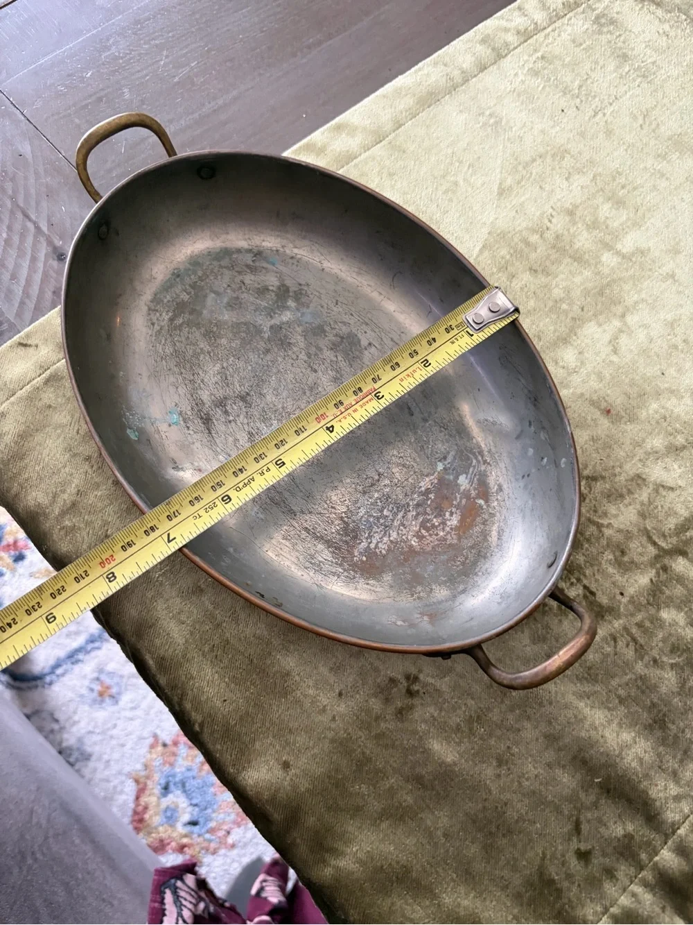 Round Copper-Tone Serving Tray with Handles